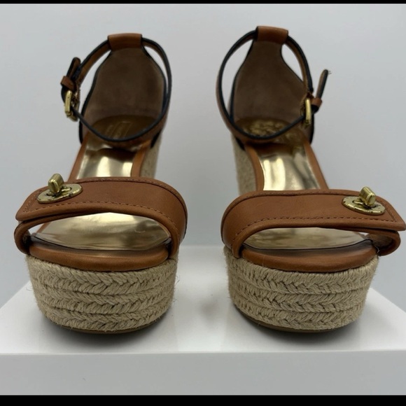 Coach Glinda Espadrille Platform Sandal -Size 7B, Brown Buckle Wedge - Picture 10 of 14